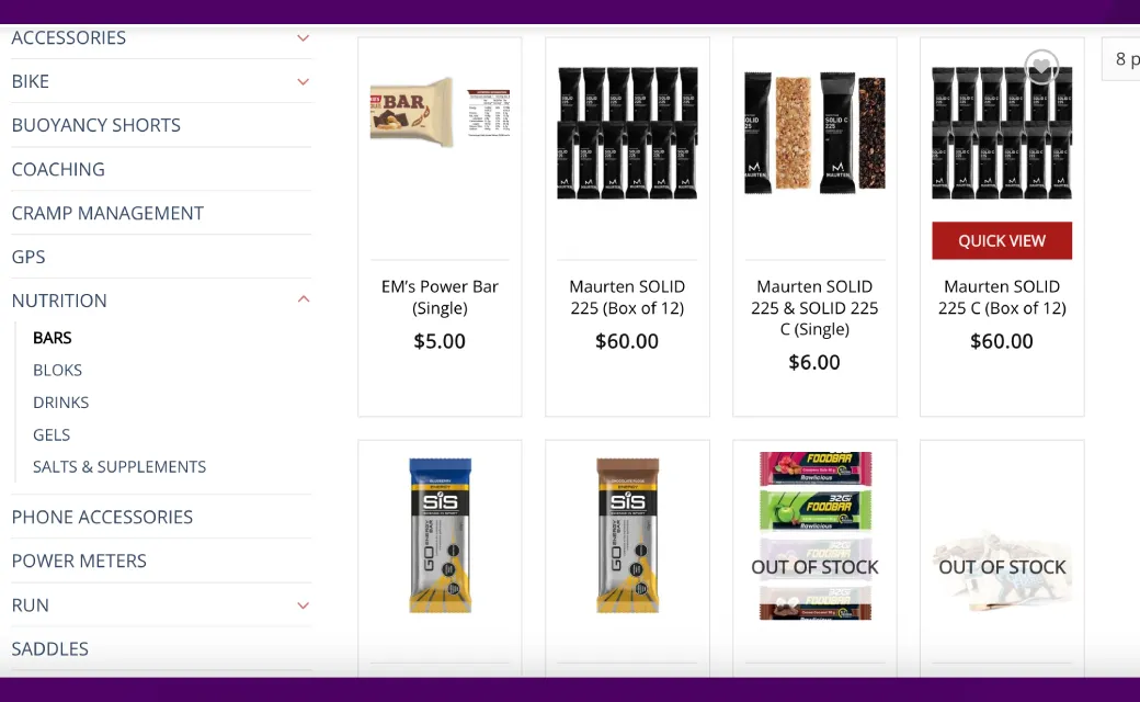 woocommerce page layout of fastgear australia