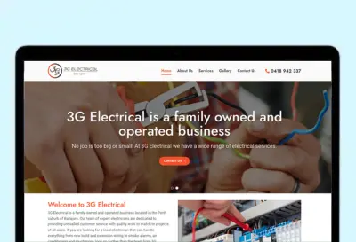 3G Electrical Perth WA website designed by Uniweb