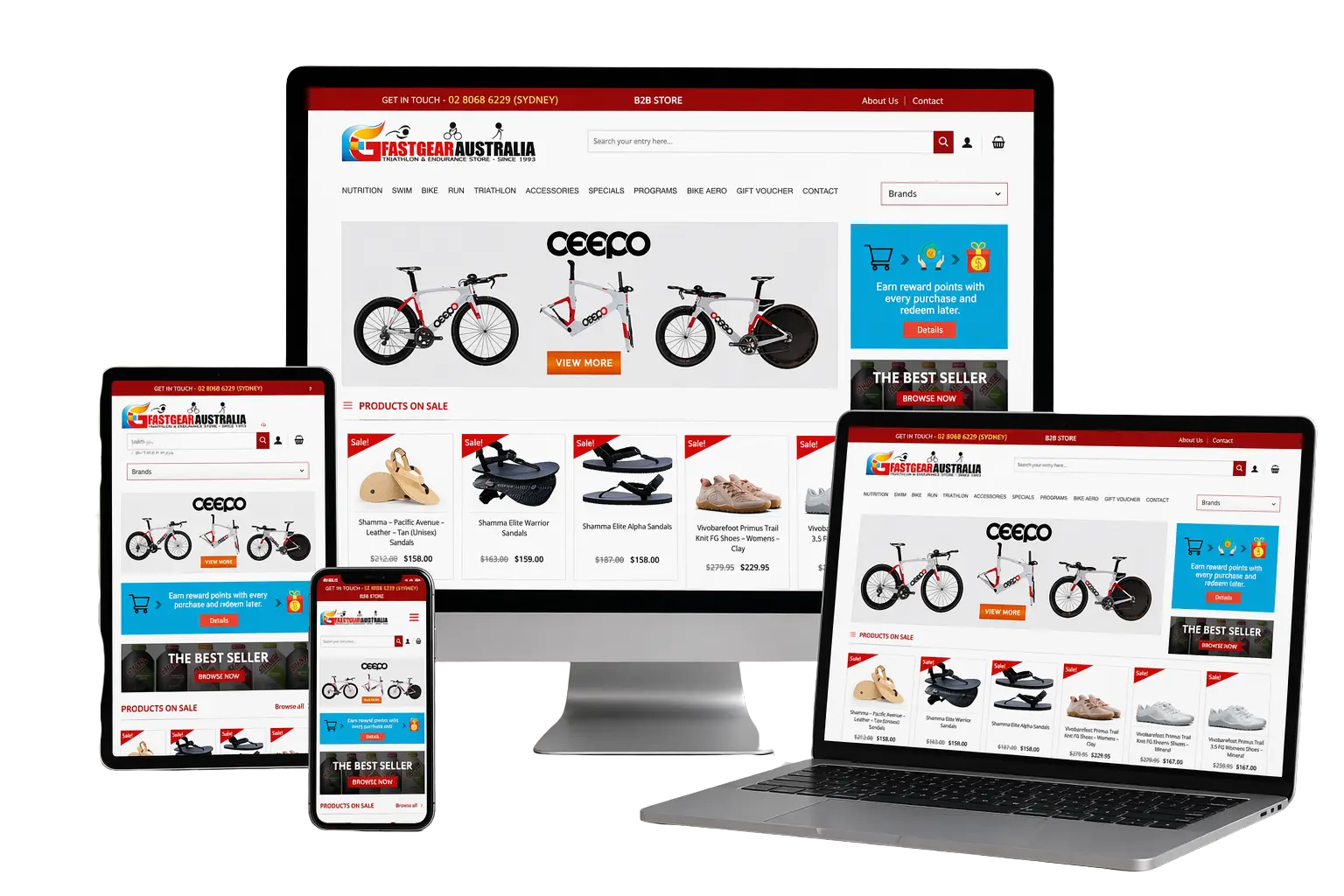 responsive website for fastgear australia in sydney