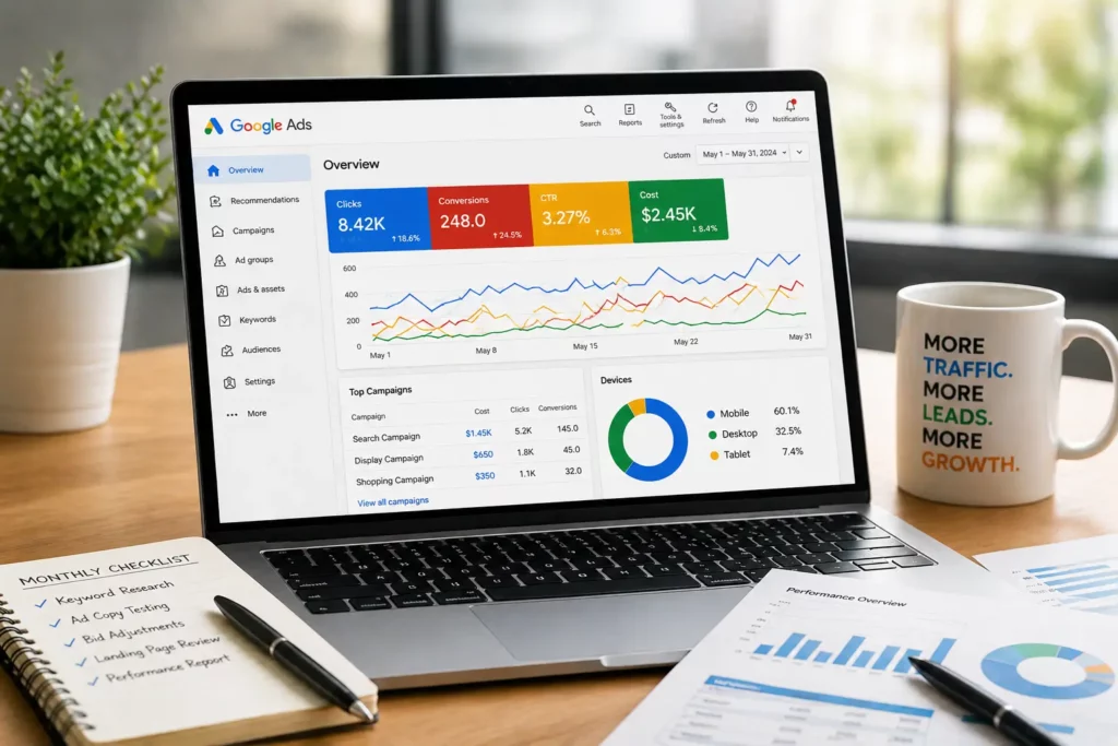 Google Ads campaign optimisation and monthly management by Uniweb