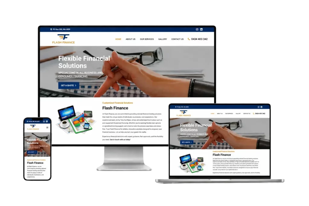 image showing responsive website design of flash finance by uniweb