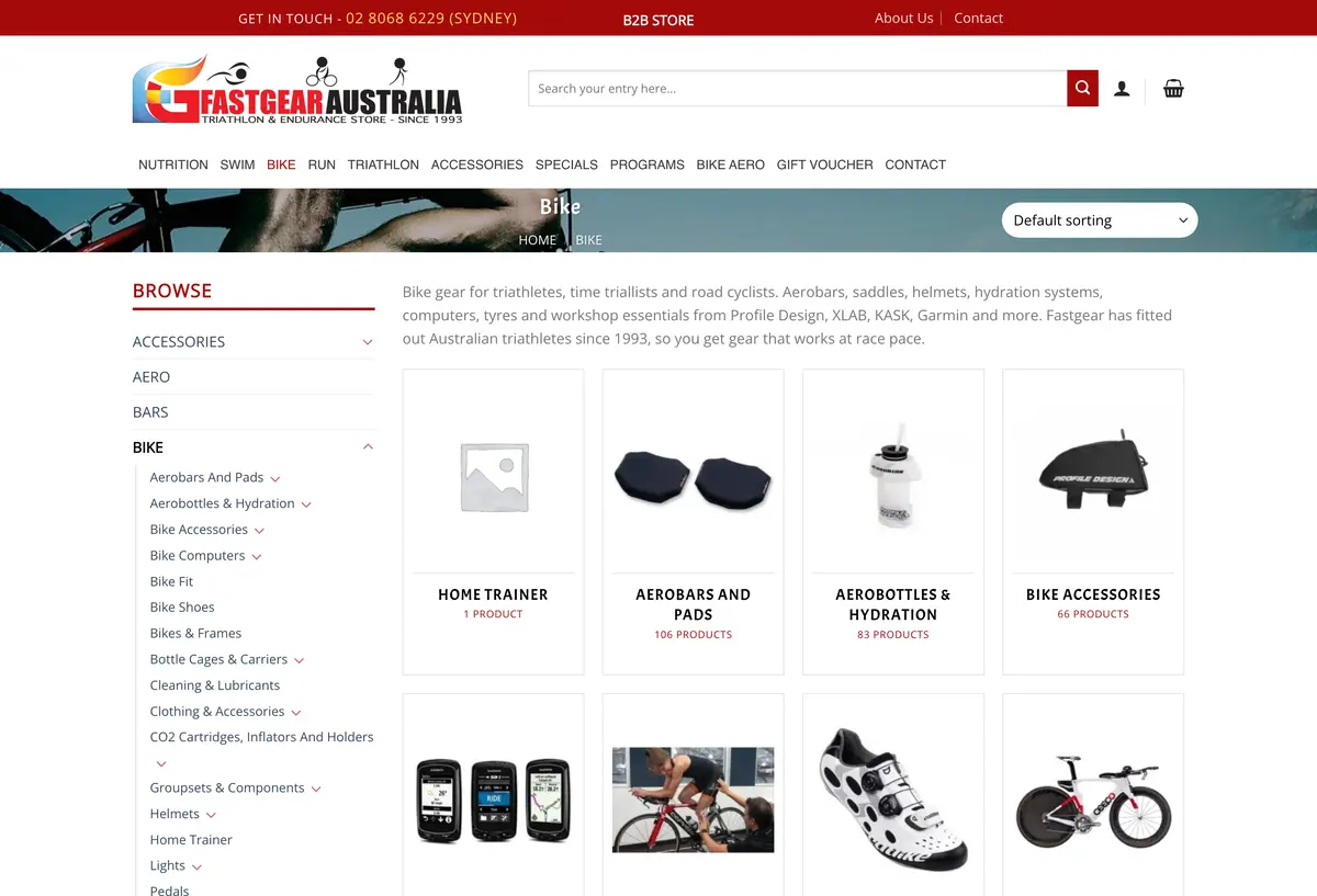 Fast Gear WooCommerce category page built by Uniweb
