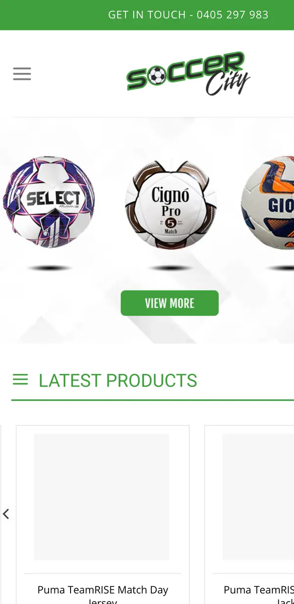 Soccer City football store on mobile built by Uniweb